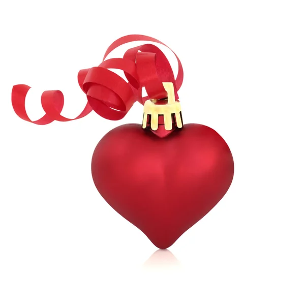 Kerstbal rood hart — Stockfoto