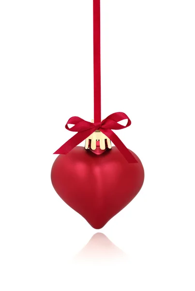 Κόκκινη καρδιά Χριστούγεννα στολίδι — Φωτογραφία Αρχείου