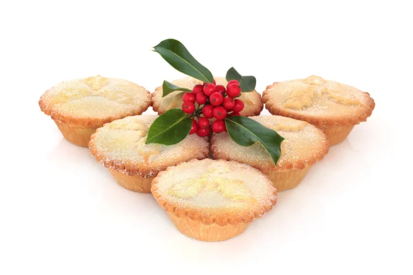 Mince Pies and Holly — Stock Photo, Image