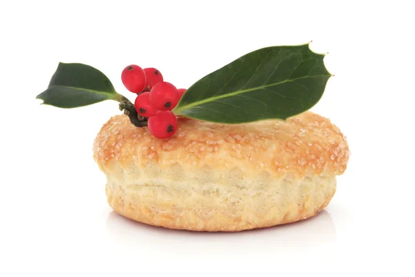 Mince Pie and Holly — Stock Photo, Image