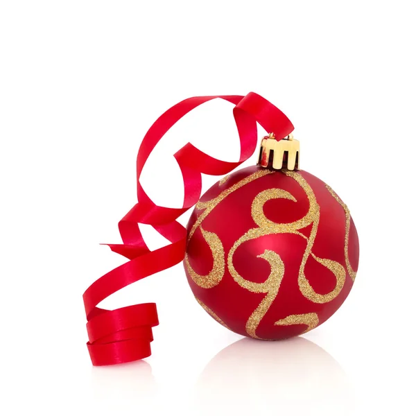 Red and Gold Christmas Bauble — Stock Photo, Image