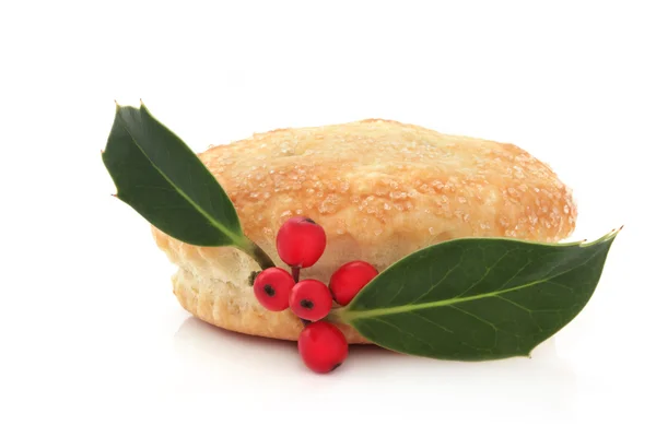 Mince Pie and Holly — Stock Photo, Image