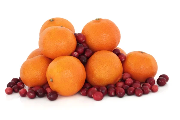 Owoców mandarynki i Żurawina — Zdjęcie stockowe