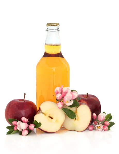 Elma şarabı, elma ve çiçek çiçek — Stok fotoğraf