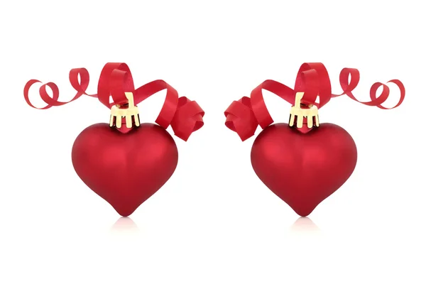 Christmas Heart Baubles — Stock Photo, Image