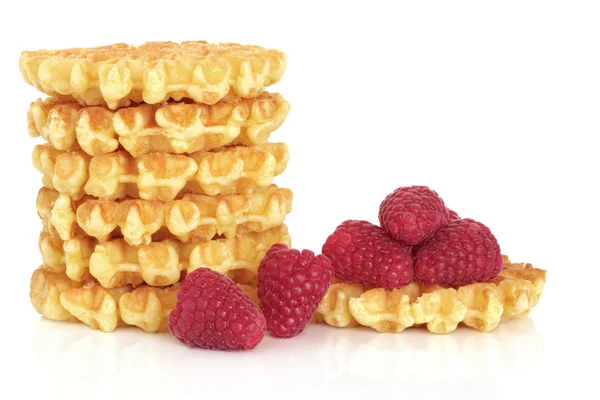 Waffles and Raspberry Fruit — Stock Photo, Image