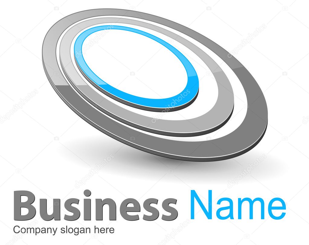 Business logo, ellipses grey and blue, vector.