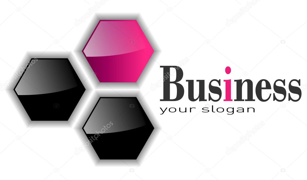 Logo three hexagons, pink and black