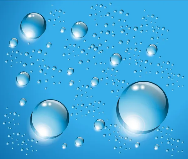 Water drops blue vector achtergrond. — Stockvector