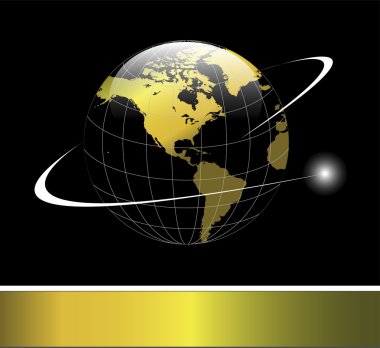 Logo earth globe gold clipart