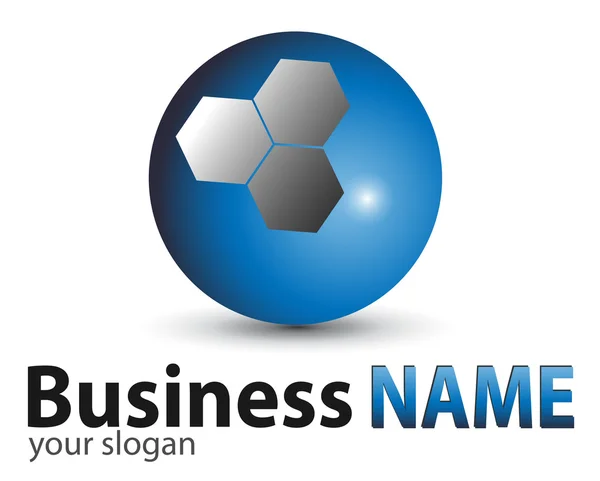 Logo blue glossy sphere — Stock Vector