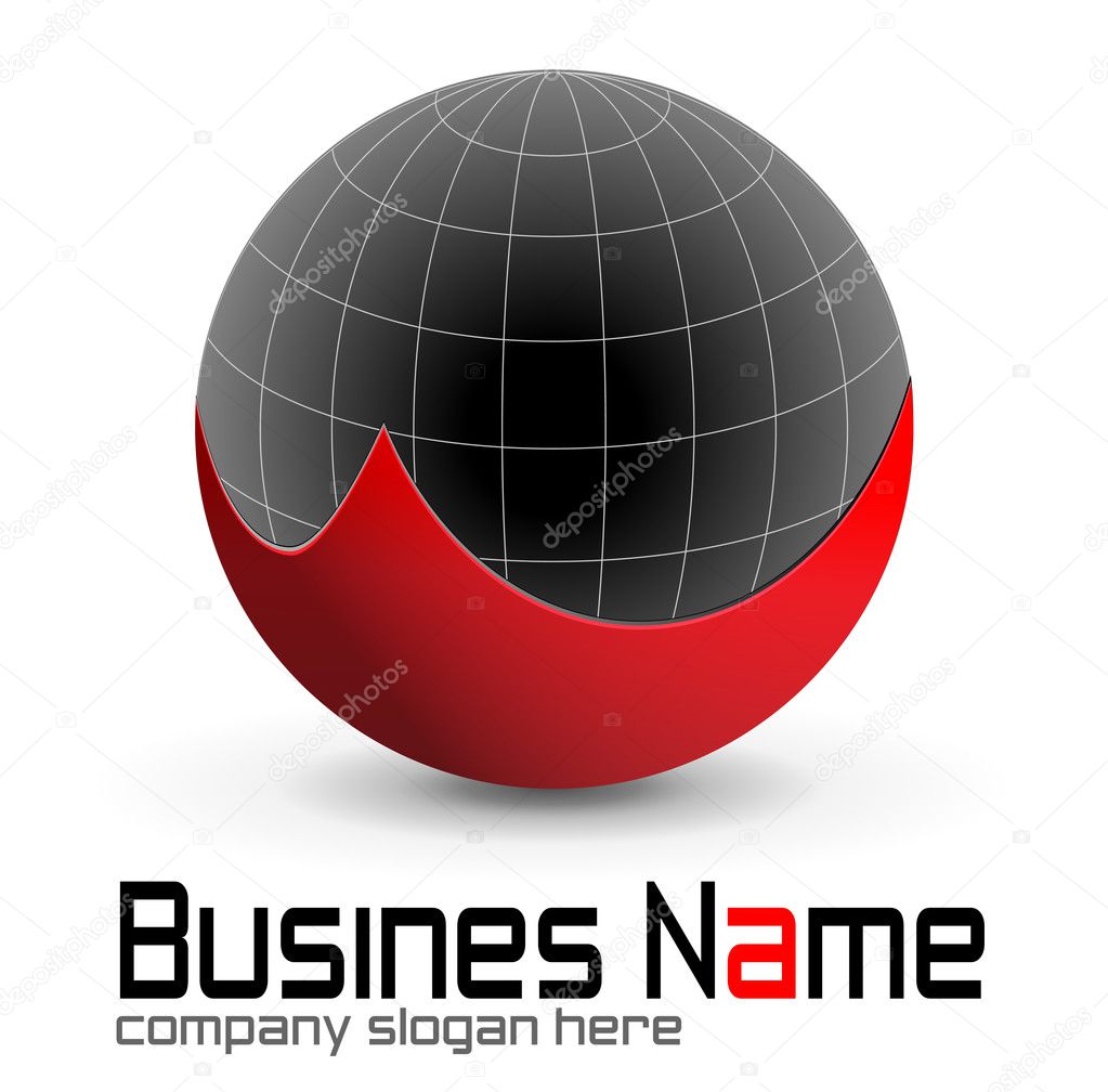 Logo design, globe red and black, vector.