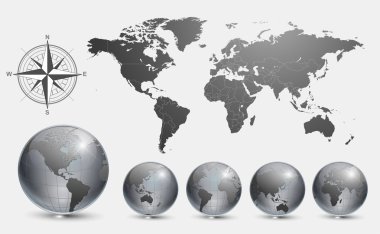 Globes with world map clipart