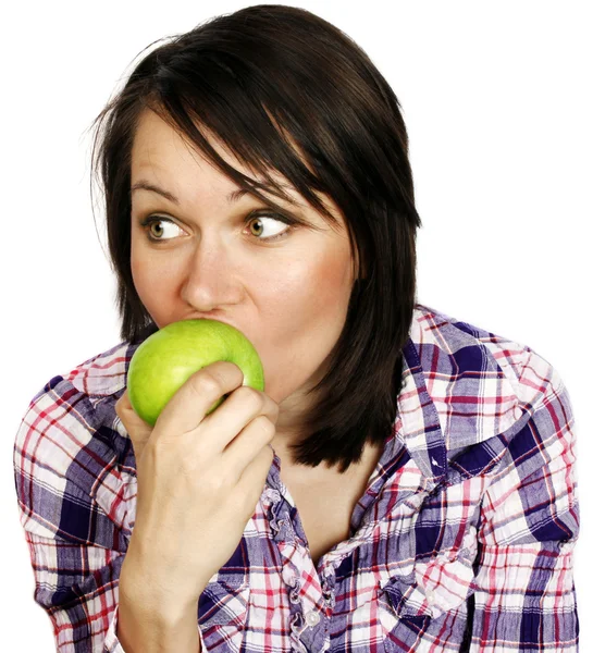 Dívka jí jablko — Stock fotografie