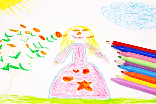 Çocuğun çizim — Stok fotoğraf