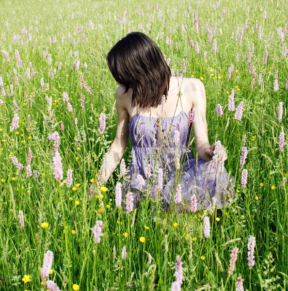 Woman in the meadow — Stock Photo, Image