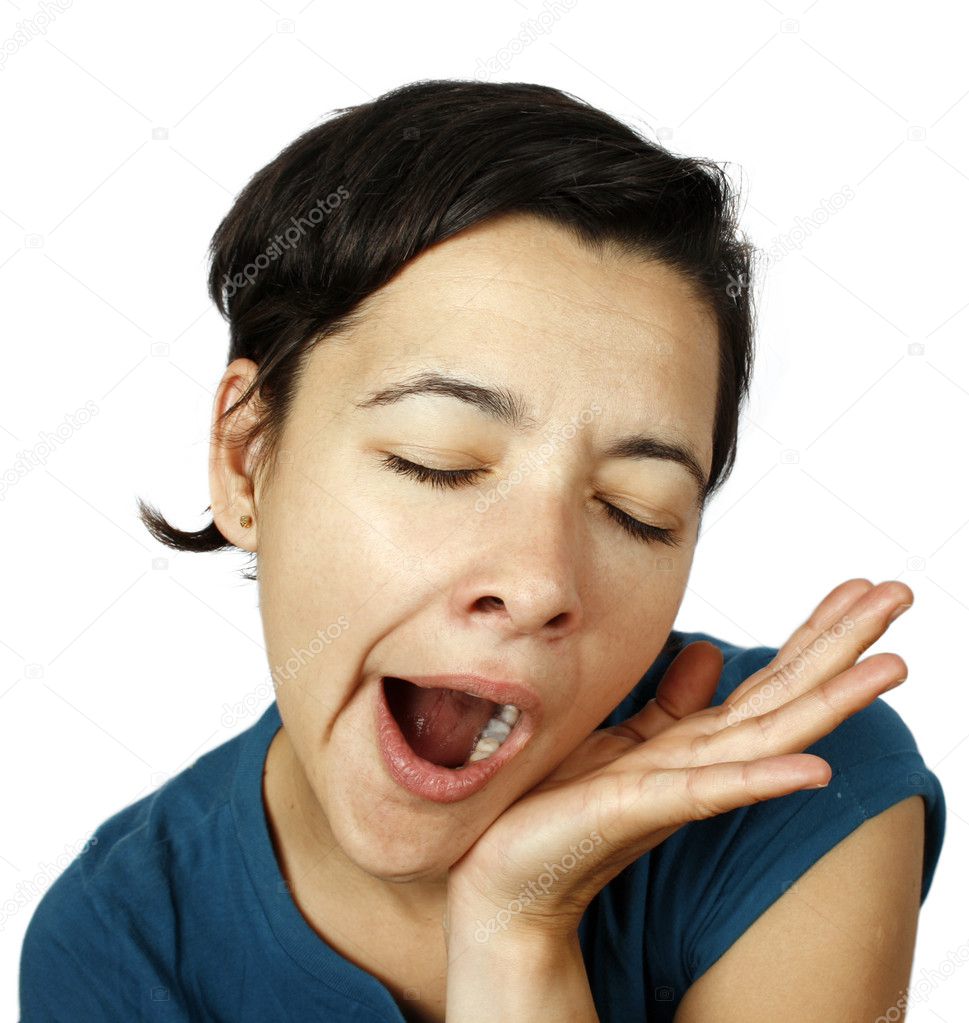 Woman yawning