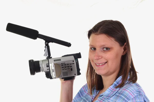 Flicka med videokamera — Stockfoto