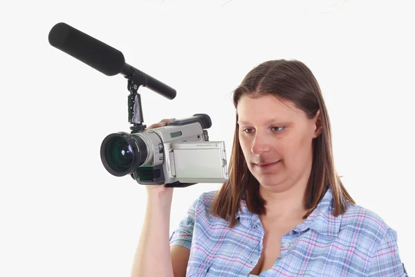 Girl with camcorder — Stock Photo, Image