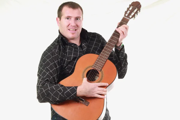Homem com guitarra clássica — Fotografia de Stock