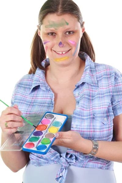 A painting woman — Stock Photo, Image