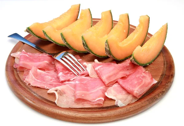 Meloen en ham — Stockfoto