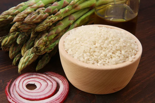 Rice with asparagus — Stock Photo, Image