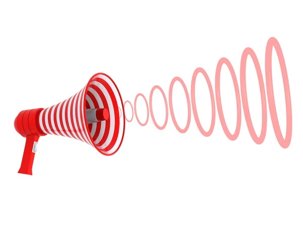 Мегафон и красные кольца — стоковое фото