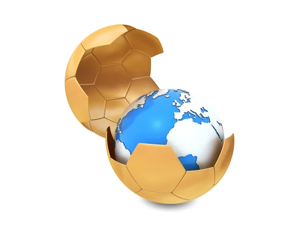 Terra e bola de futebol — Fotografia de Stock
