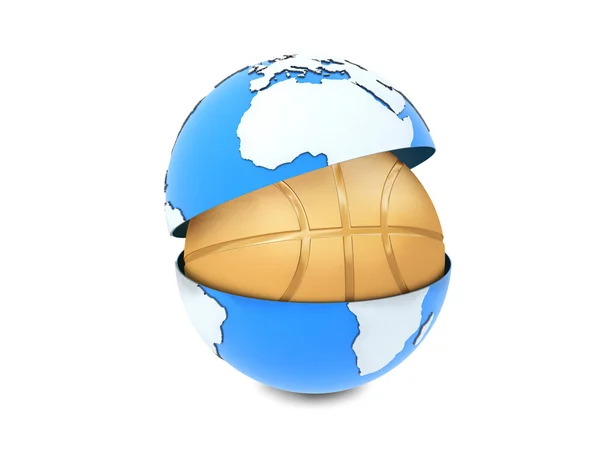 Basket ball and Earth — Stock Photo, Image