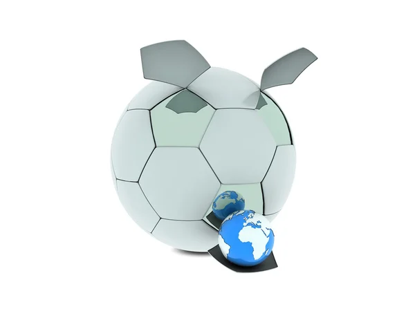 Bola de futebol e terra — Fotografia de Stock