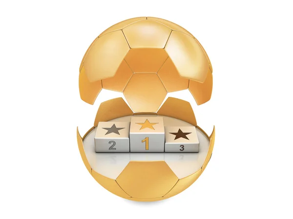 Fotbalový míč a vítěz vítězů — Stock fotografie
