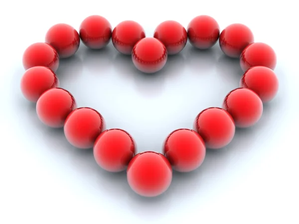 Bolas vermelhas em forma de coração — Fotografia de Stock
