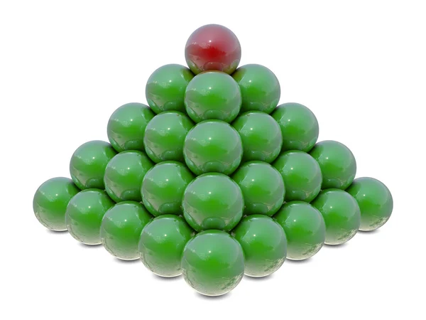 Пирамида из зеленых и красных шаров — стоковое фото