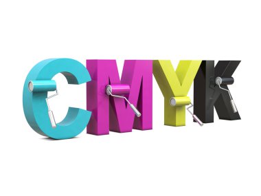 CMYK with paint rollers clipart