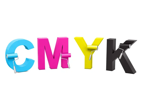 CMYK with paint front — Stock Photo, Image