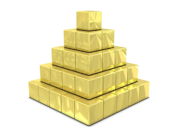 Пирамида из коробок золота — стоковое фото
