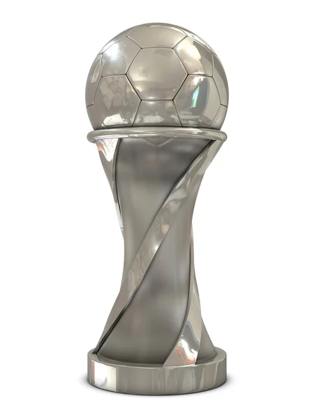 Silberner Fußballpokal mit Ball — Stockfoto