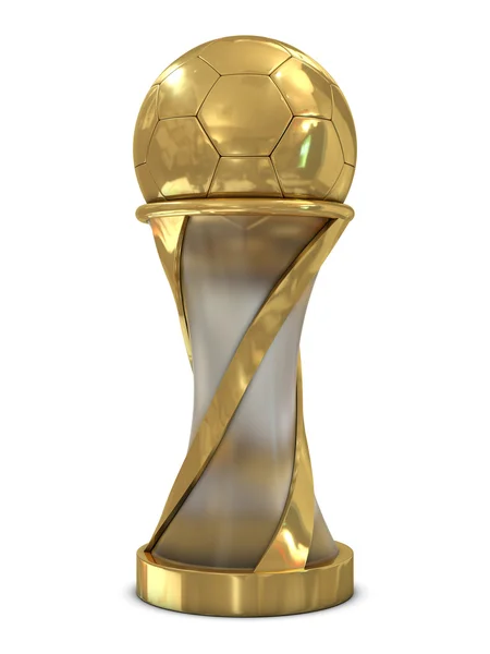 Złoty piłkarskie trofeum z piłką — Zdjęcie stockowe