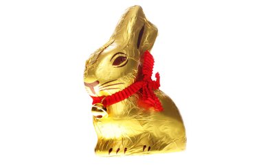 izole altın çikolata Paskalya tavşanı
