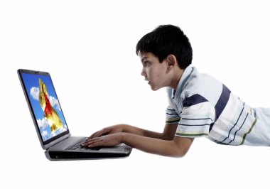 Boy looking at chocolate Easter bunny clipart