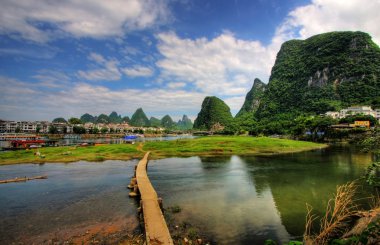 Li river karst mountain landscape clipart