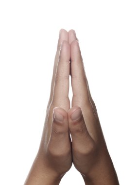 Hands clasped in prayer clipart