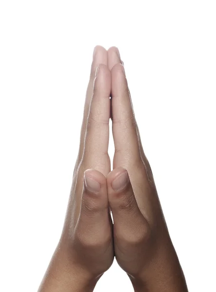 Hands clasped in prayer — Stock Photo, Image