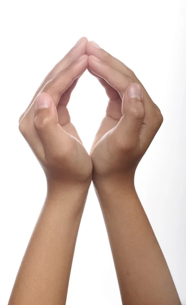 Две руки открываются в молитве — стоковое фото