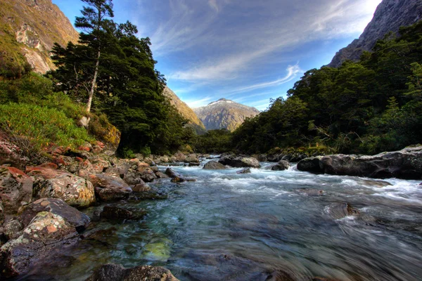 Paesaggio montano e fluviale — Foto Stock