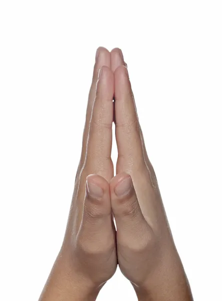 Mãos fechadas na oração — Fotografia de Stock