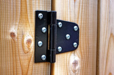 Metal hinge on wood clipart