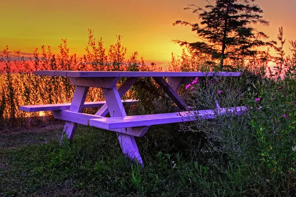 Скамейка у озера — стоковое фото