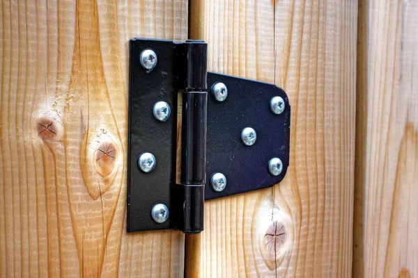 stock image Metal hinge on wood